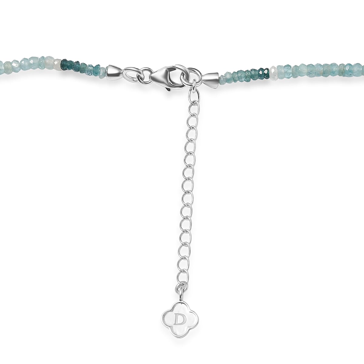 D'Joy AAA Grandidierite 55.00 ctw Beaded Necklace in Rhodium Over Sterling Silver 18-20 Inches image number 5