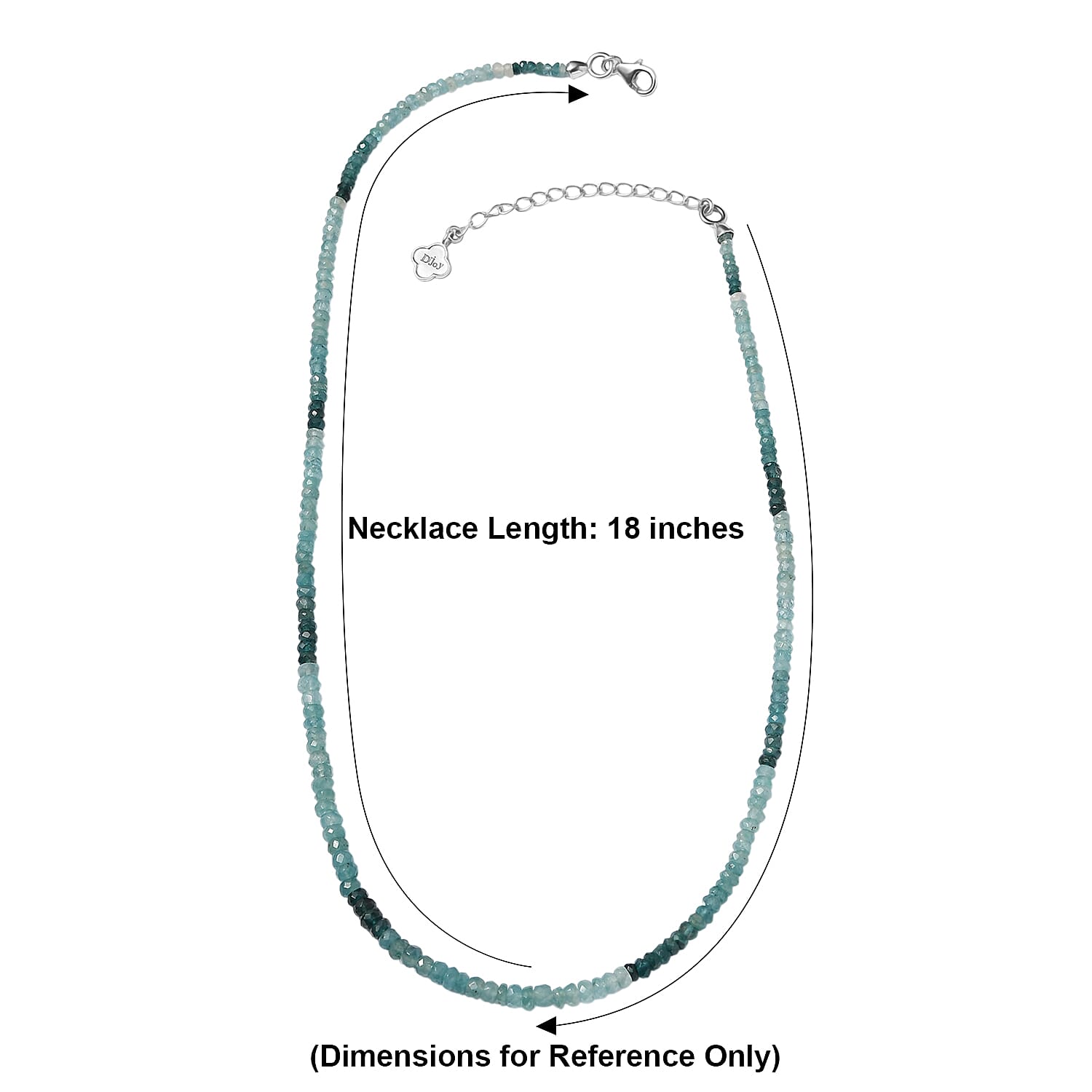 D'Joy AAA Grandidierite 55.00 ctw Beaded Necklace in Rhodium Over Sterling Silver 18-20 Inches
