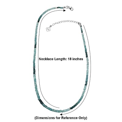 D'Joy AAA Grandidierite 55.00 ctw Beaded Necklace in Rhodium Over Sterling Silver 18-20 Inches