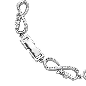 Simulated Diamond Endless Mom Love Bracelet in Silvertone (7-7.5In)