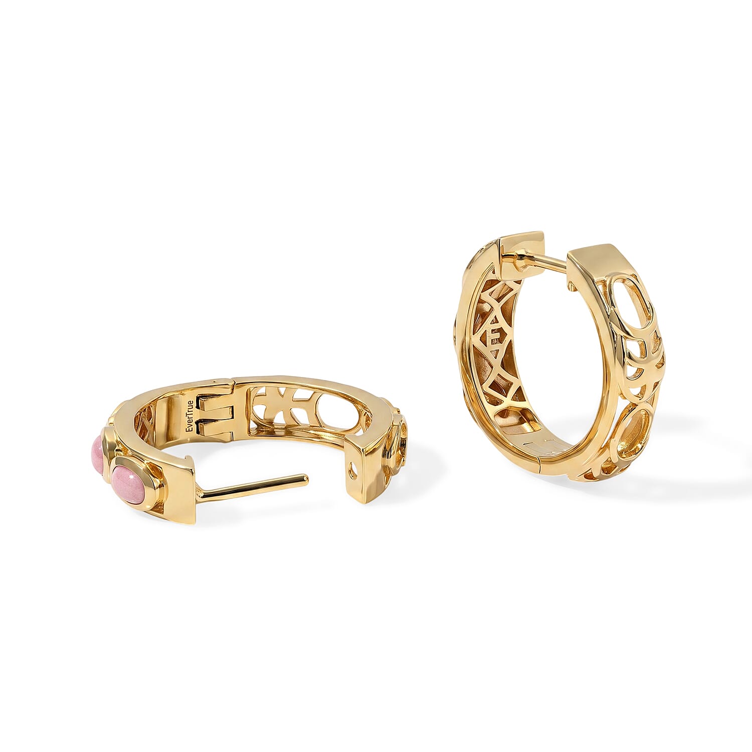 EverTrue Oregon Peach Opal 0.85 ctw Hoop Earrings in 18K YG Plated
