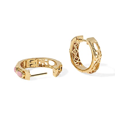 EverTrue Oregon Peach Opal 0.85 ctw Hoop Earrings in 18K YG Plated