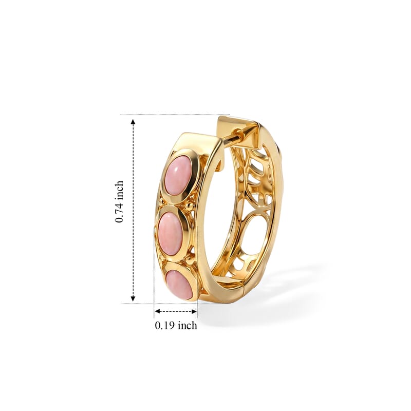 EverTrue Oregon Peach Opal 0.85 ctw Hoop Earrings in 18K YG Plated
