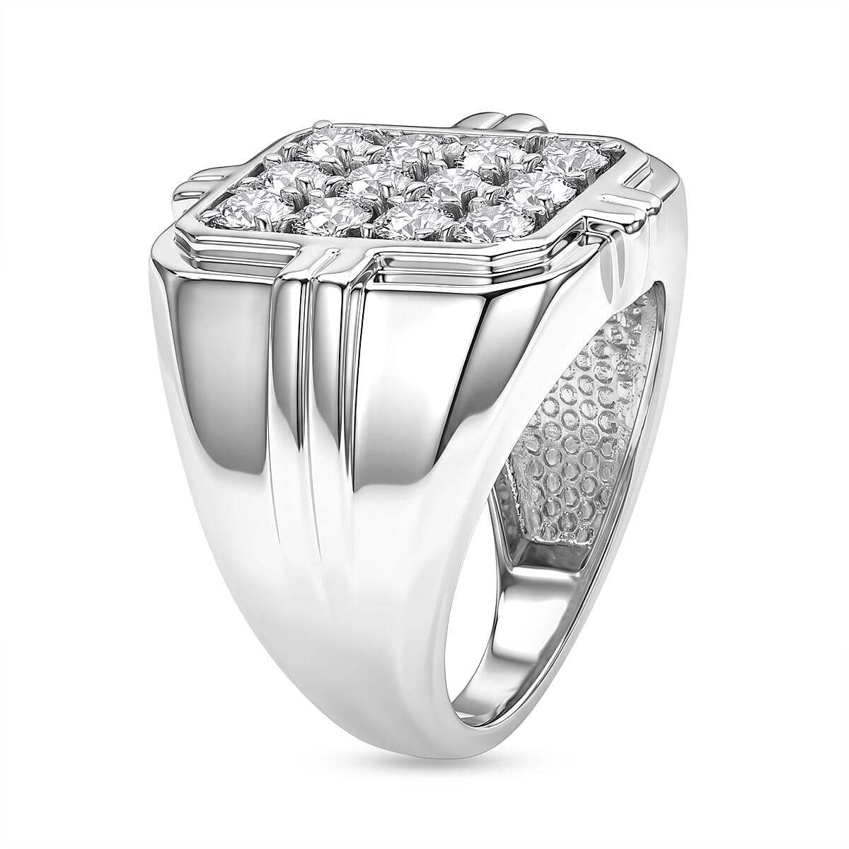 EverTrue Simulated Diamond (Rnd) Men's Ring in Stainless Steel (Size 10.0)