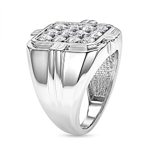 EverTrue Simulated Diamond Men's Ring in Stainless Steel (Size 10.0)
