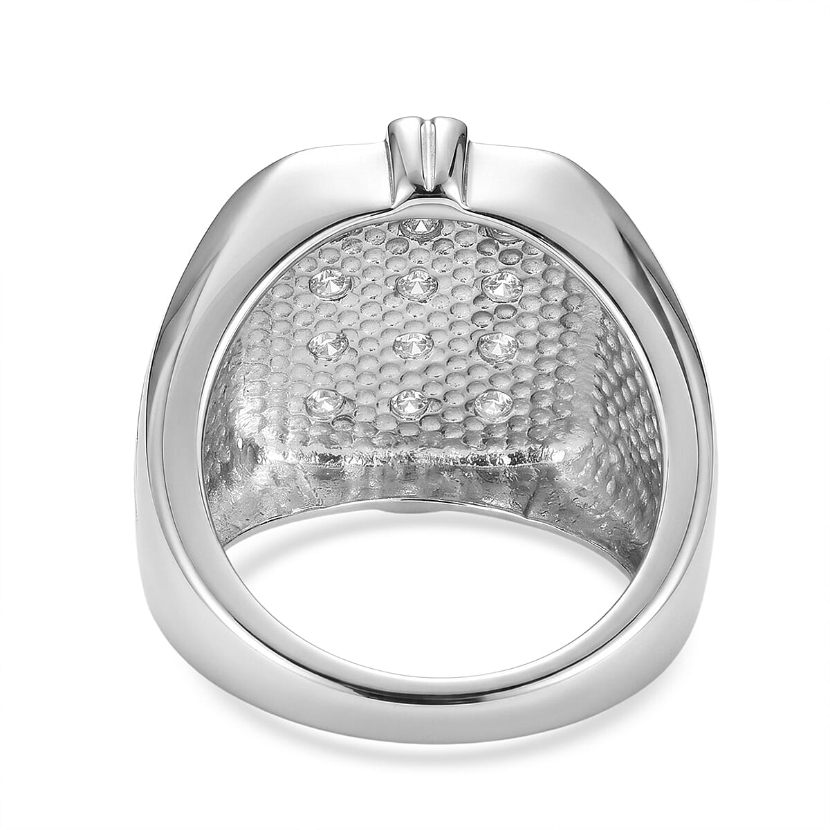 EverTrue Simulated Diamond (Rnd) Men's Ring in Stainless Steel (Size 10.0)
