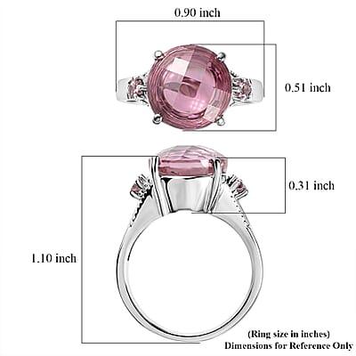 EverTrue Simulated Pink Diamond Ring in Stainless Steel (Size 6.0)