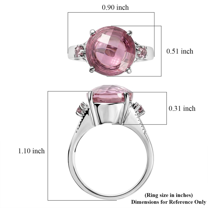 EverTrue Simulated Pink Diamond Ring in Stainless Steel (Size 6.0)