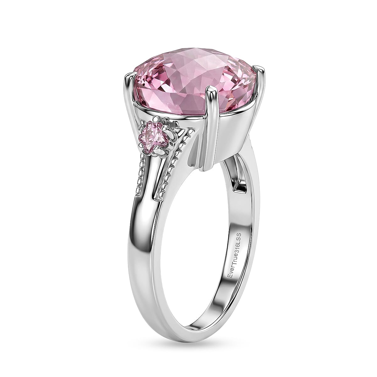 EverTrue Simulated Pink Diamond Ring in Stainless Steel (Size 10.0) 16.90 ctw image number 3