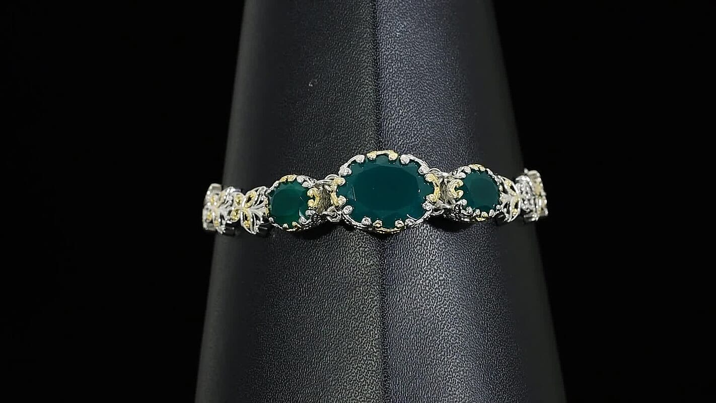 EverTrue Malagasy Labradorite Bracelet in 18K YG Plated and Platinum Bond (6.50-8.0In) 13.10 ctw