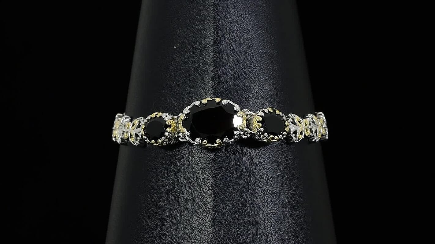 EverTrue Malagasy Labradorite Bracelet in 18K YG Plated and Platinum Bond (6.50-8.0In) 13.10 ctw