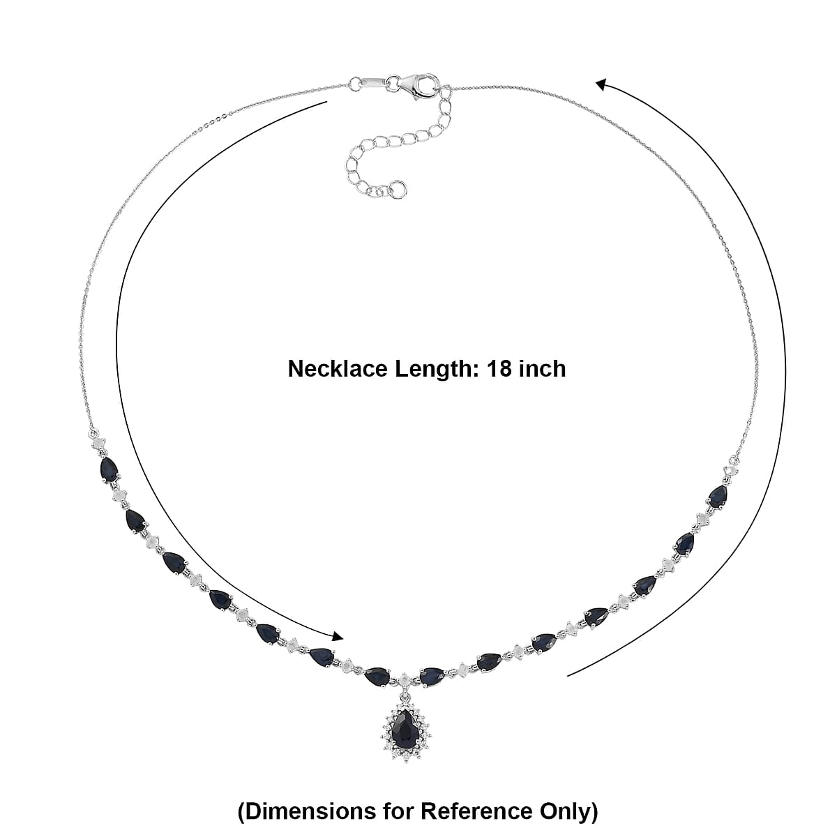 D'Joy Premium Kanchanaburi Blue Sapphire (DF) and Multi Gemstone 10.90 ctw Moonbeam Drop Necklace in Rhodium Over Sterling Silver 18 Inches image number 5