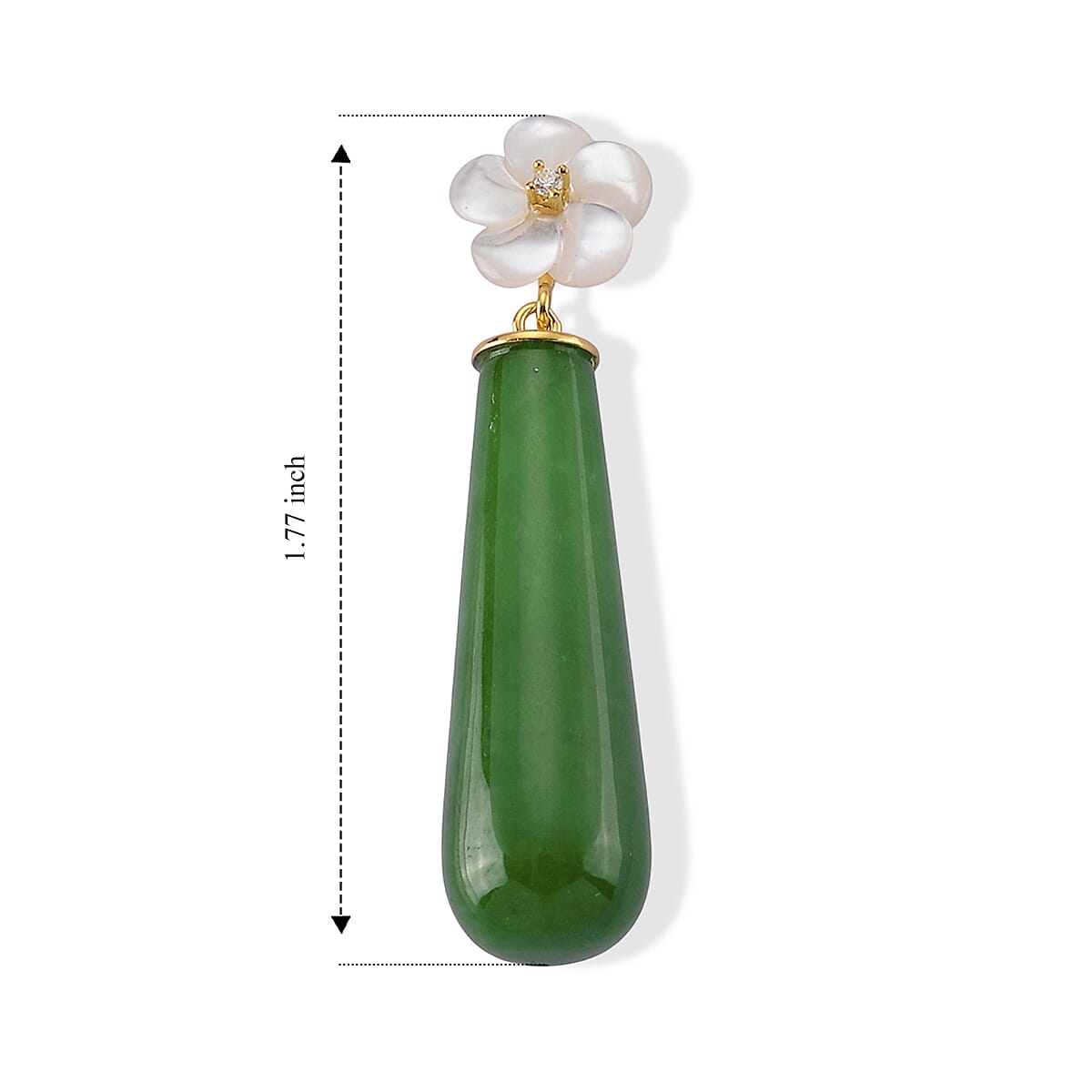 D'Joy Green Jade(D) 30.00 ctw and White Mother Of Pearl Earrings in 14k YG Over Sterling Silver