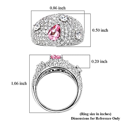Pink Quartz and White Corundum 0.75 ctw Ring in Rhodium Over Sterling Silver (Size 7.0)
