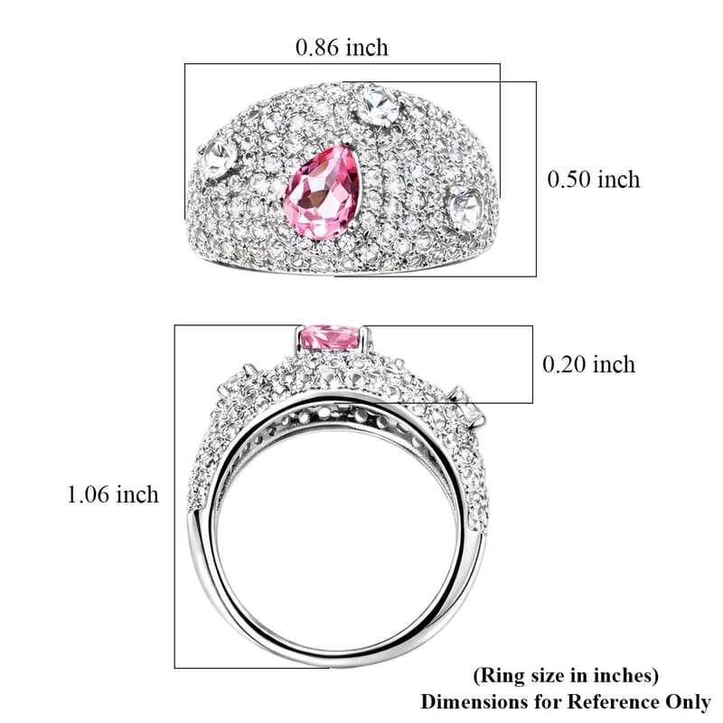 Pink Quartz and White Corundum 0.75 ctw Ring in Rhodium Over Sterling Silver (Size 7.0)