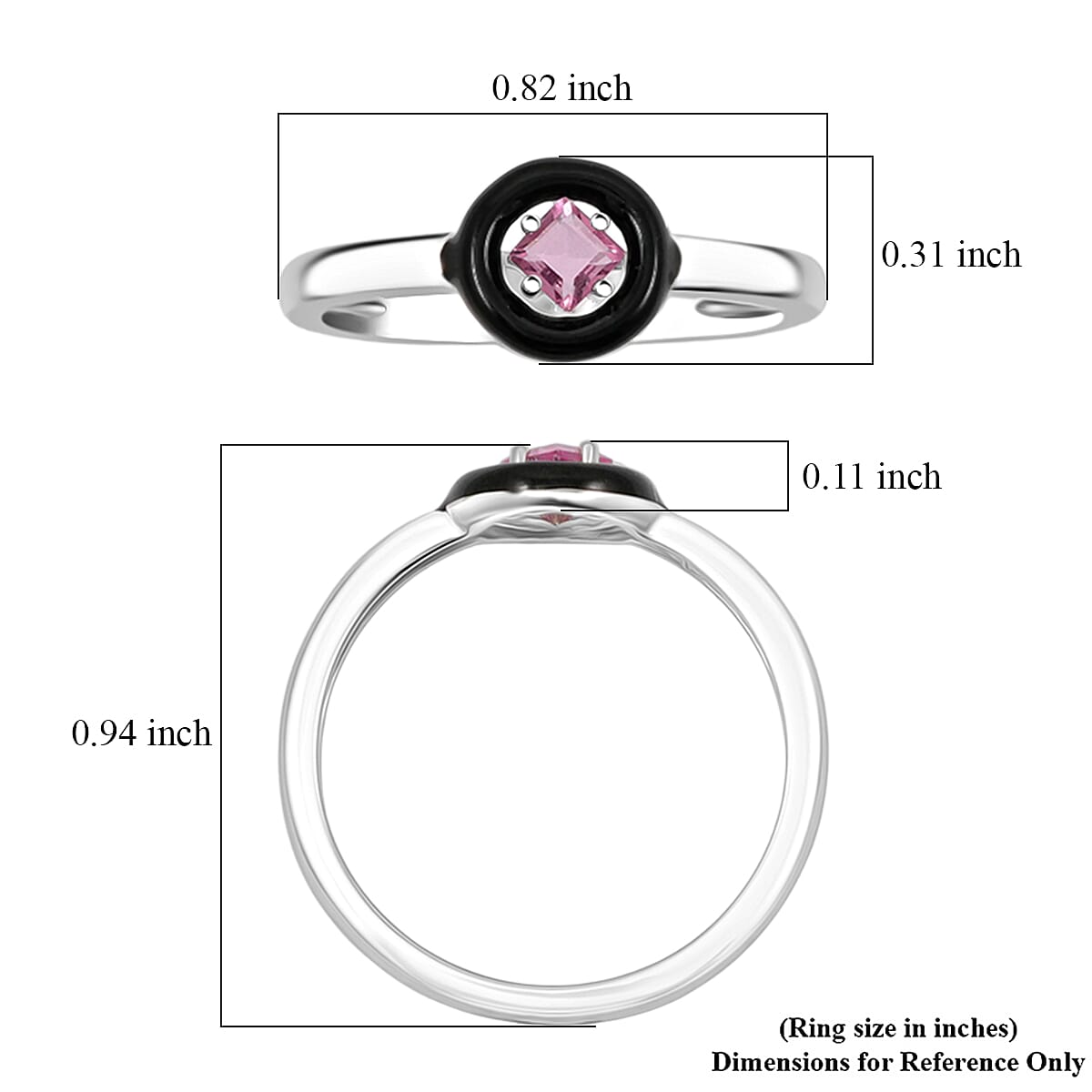 Princess Cut Pink Quartz 0.15 ctw Ring in Rhodium Over Sterling Silver (Size 6.0)