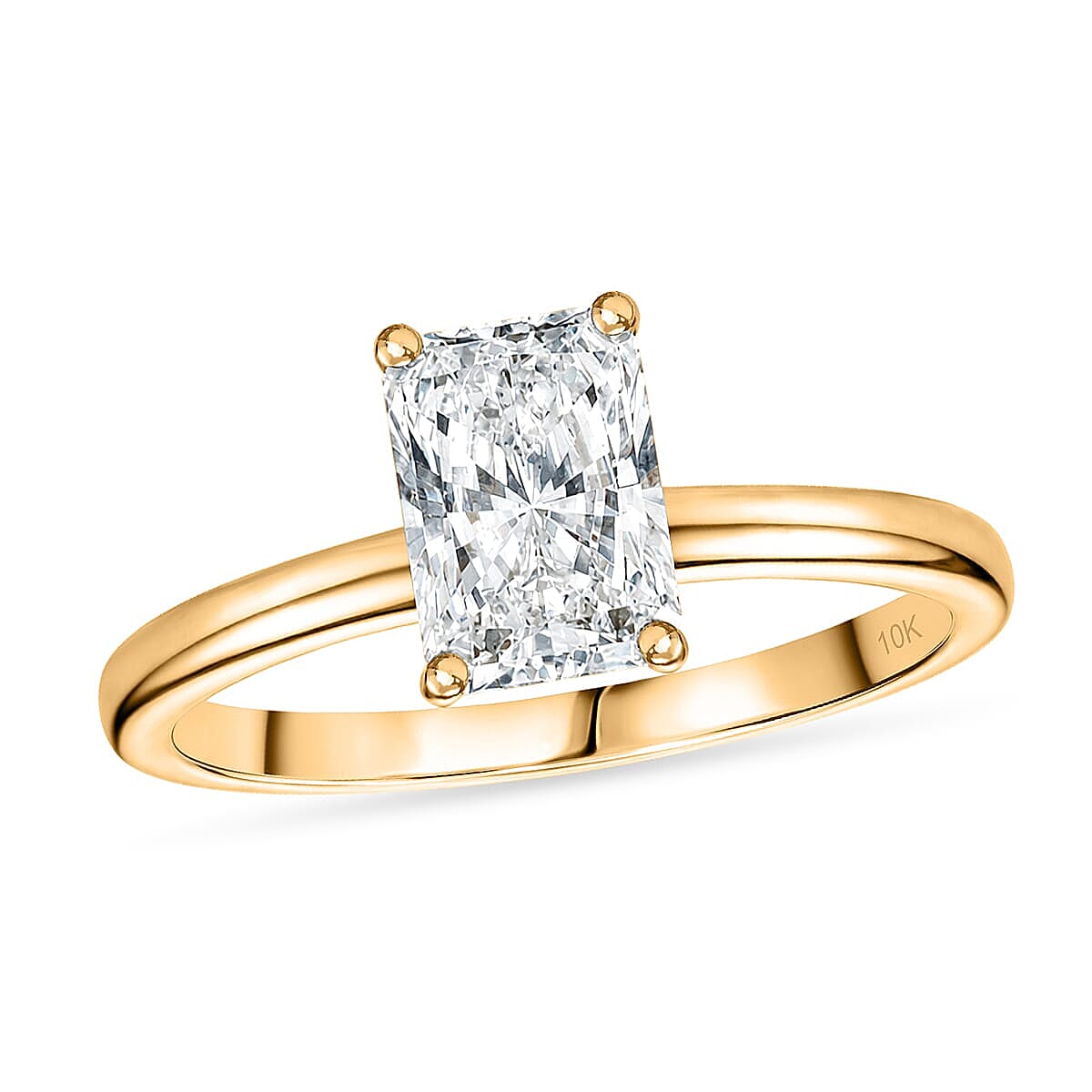 IGI Certified Radiant Cut Luxuriant Lab Grown Diamond G VS 1.50 ctw Ring in 10K Yellow Gold (Size 6.0)