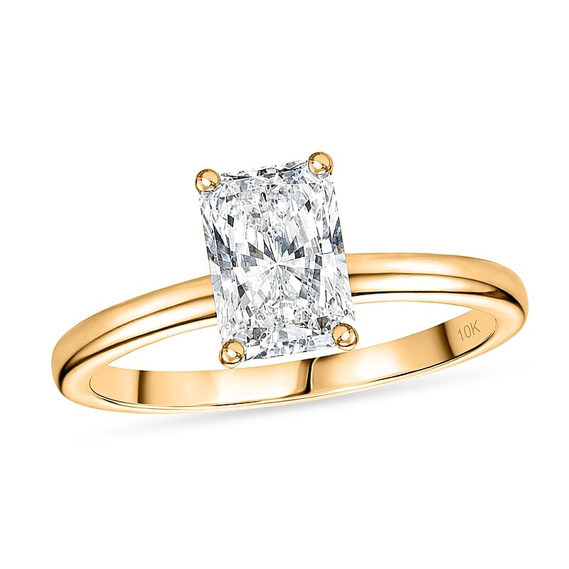 IGI Certified Radiant Cut Luxuriant Lab Grown Diamond G VS 1.50 ctw Ring in 10K Yellow Gold (Size 6.0)