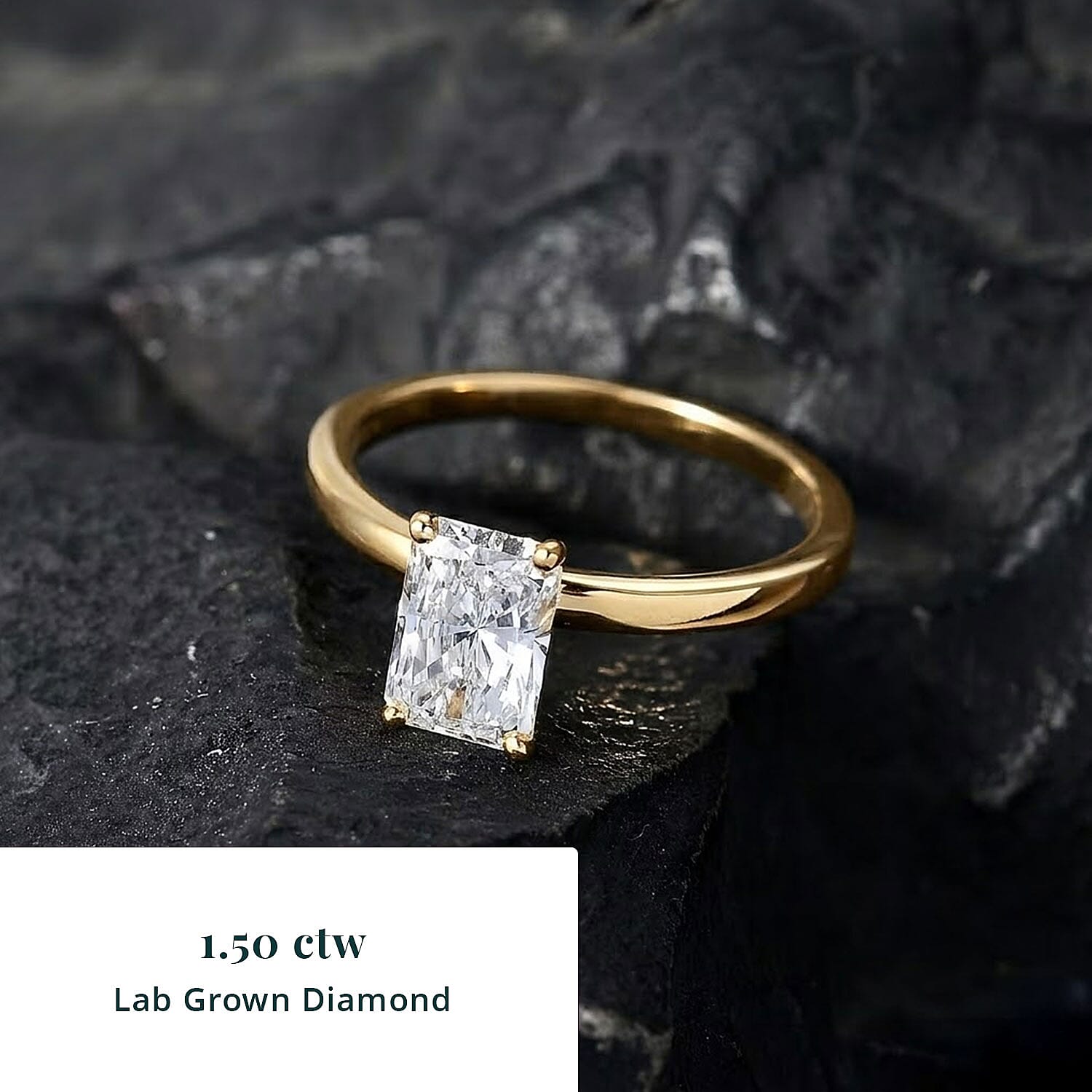 IGI Certified Radiant Cut Luxuriant Lab Grown Diamond G VS 1.50 ctw Ring in 10K Yellow Gold (Size 6.0)