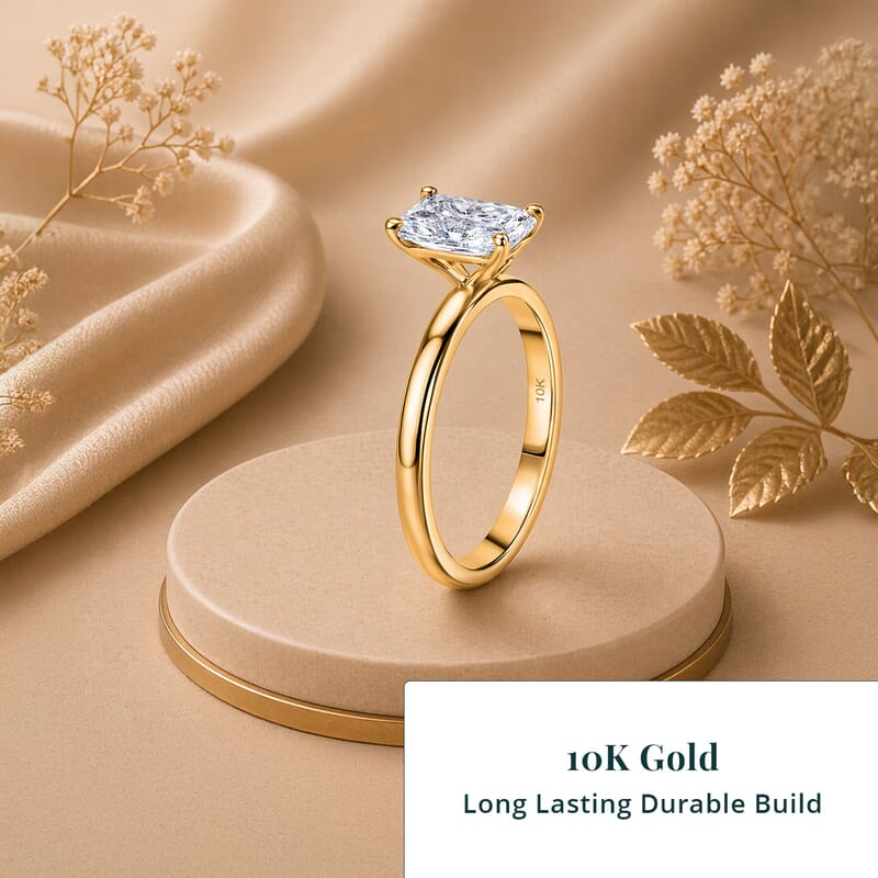 IGI Certified Radiant Cut Luxuriant Lab Grown Diamond G VS 1.50 ctw Ring in 10K Yellow Gold (Size 7.5)