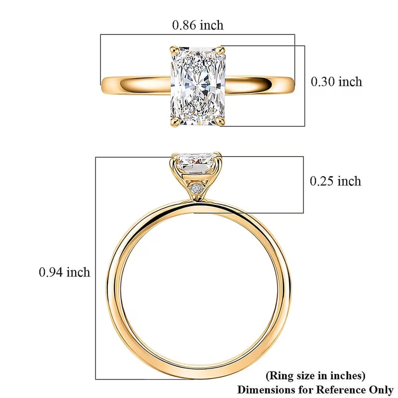 IGI Certified Radiant Cut Luxuriant Lab Grown Diamond G VS 1.50 ctw Ring in 10K Yellow Gold (Size 7.5)