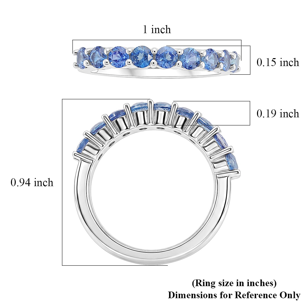 Odyssey Tanzanite Quartz 1.90 ctw Ring in Rhodium Over Sterling Silver (Size 7.0)