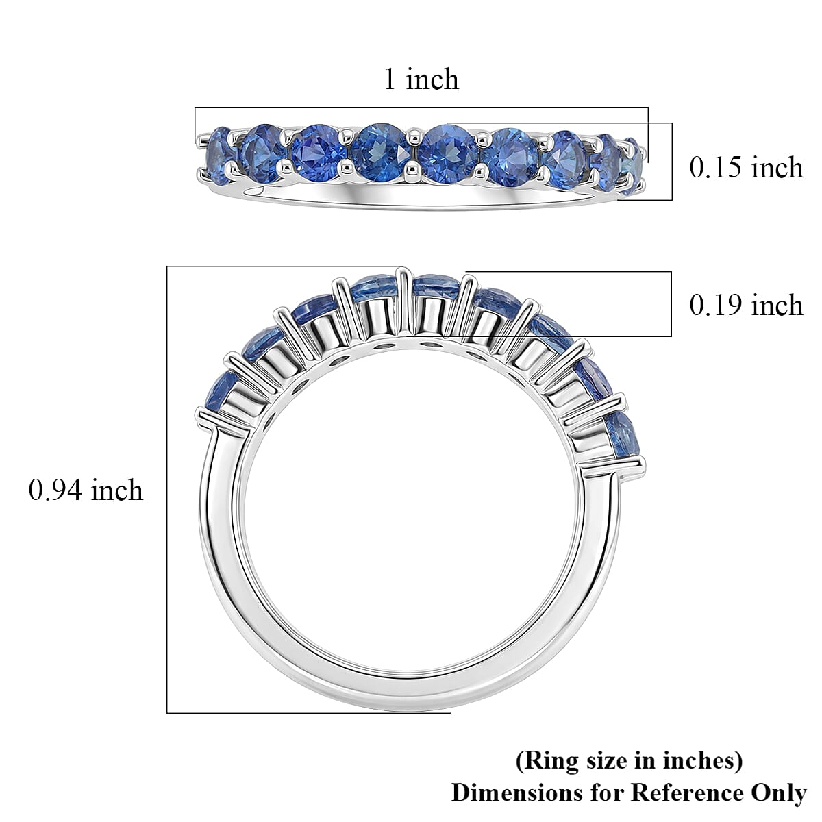 Odyssey Tanzanite Quartz 1.40 ctw Ring in Rhodium Over Sterling Silver (Size 7.0)