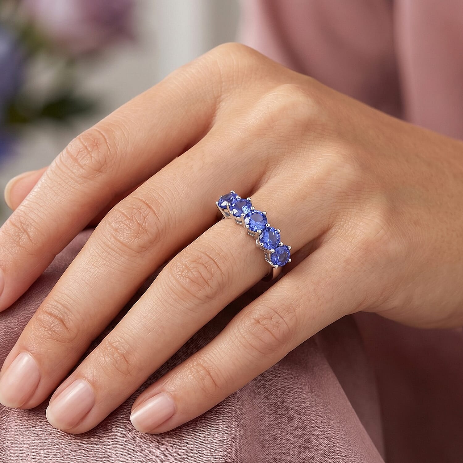 Odyssey Tanzanite Quartz 3.20 ctw Ring in Rhodium Over Sterling Silver (Size 7.0)