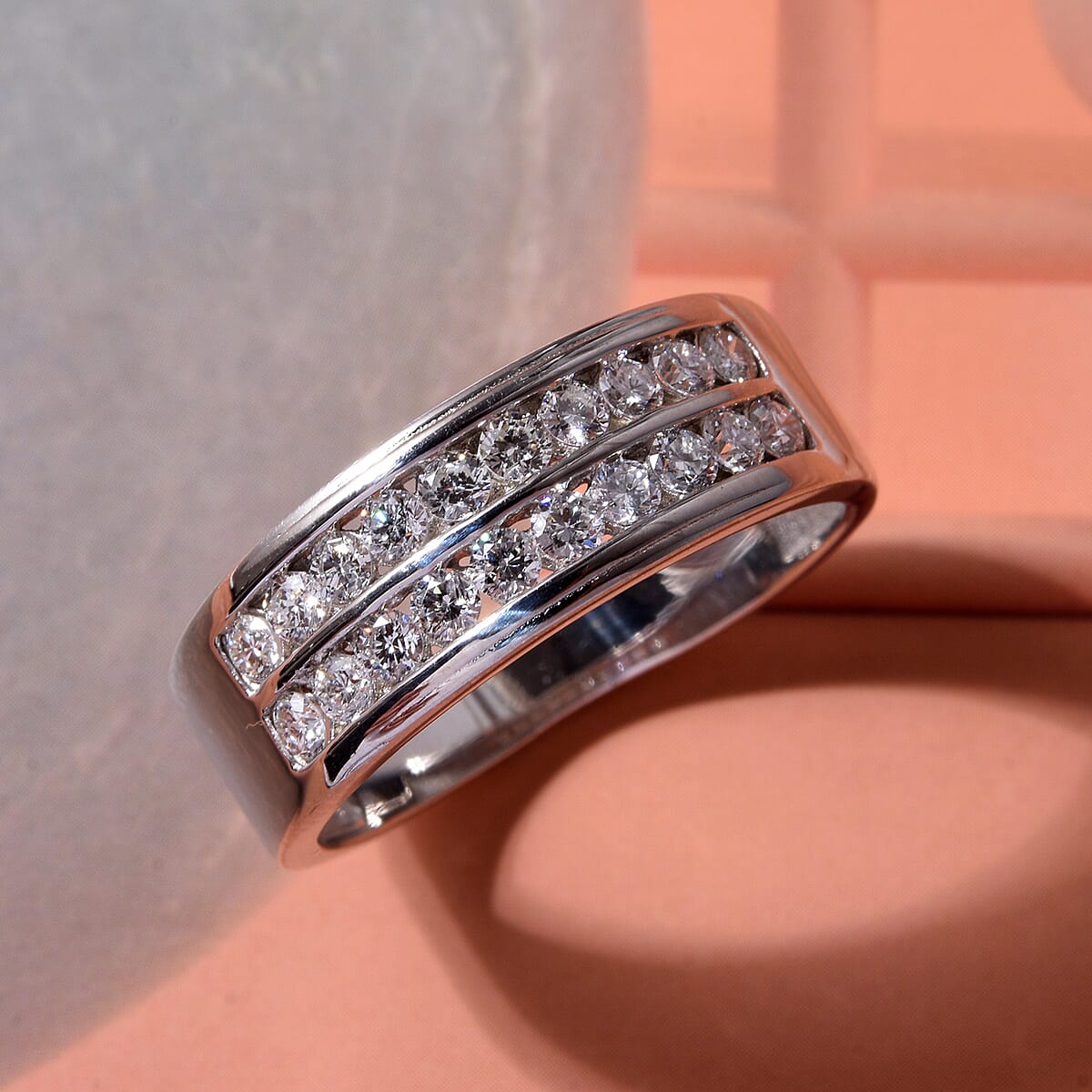 Luxuriant Lab Grown Diamond G-H SI 1.00 ctw Men's Ring in Rhodium Over Sterling Silver (Size 10.0) image number 1