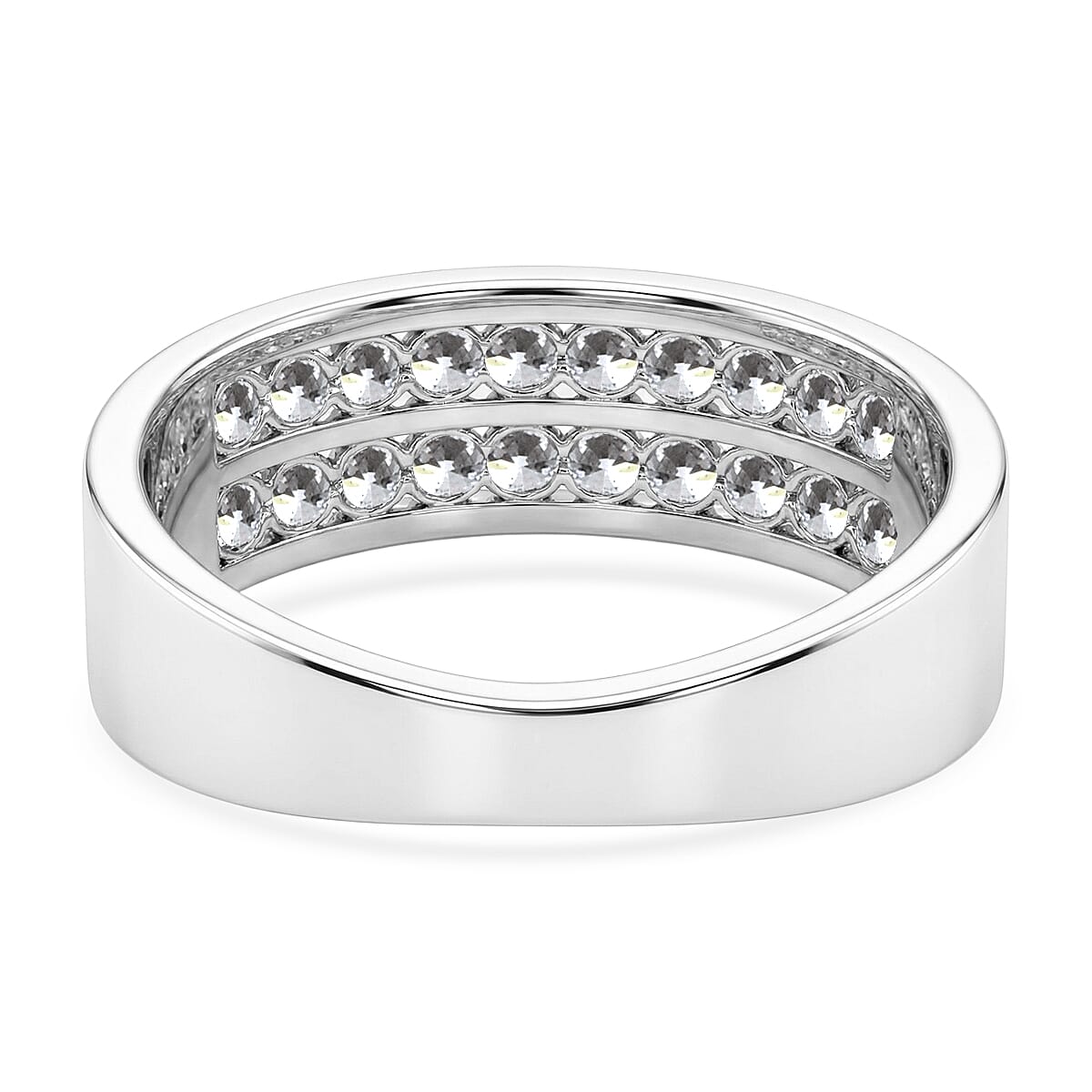 Luxuriant Lab Grown Diamond G-H SI 1.00 ctw Men's Ring in Rhodium Over Sterling Silver (Size 10.0)