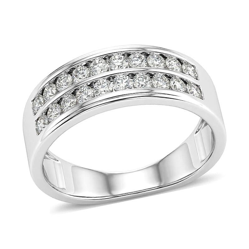 Luxuriant Lab Grown Diamond G-H SI 1.00 ctw Men's Ring in Rhodium Over Sterling Silver (Size 11.0)