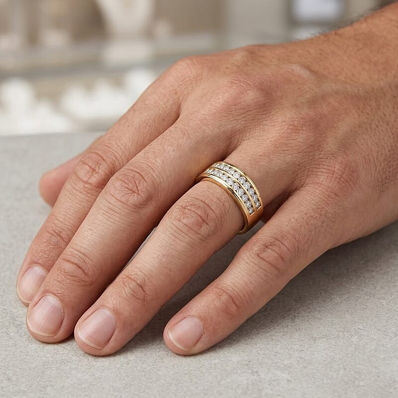 Luxuriant Lab Grown Diamond G-H SI 1.00 ctw Men's Ring in Rhodium Over Sterling Silver (Size 11.0)