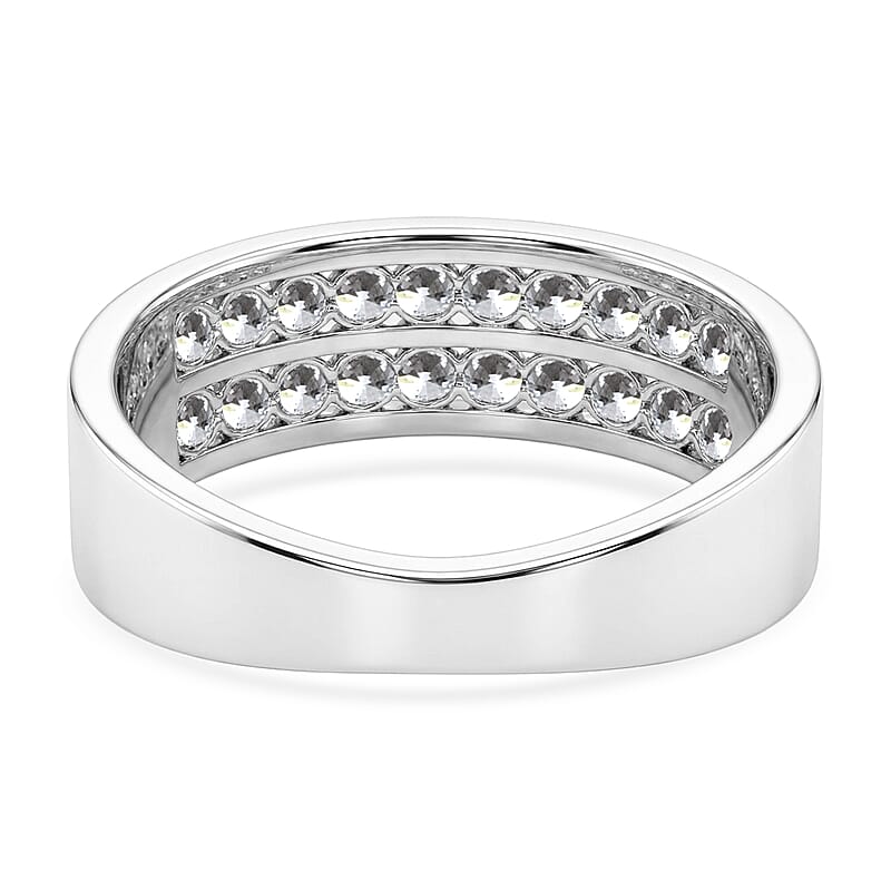 Luxuriant Lab Grown Diamond G-H SI 1.00 ctw Men's Ring in Rhodium Over Sterling Silver (Size 11.0)