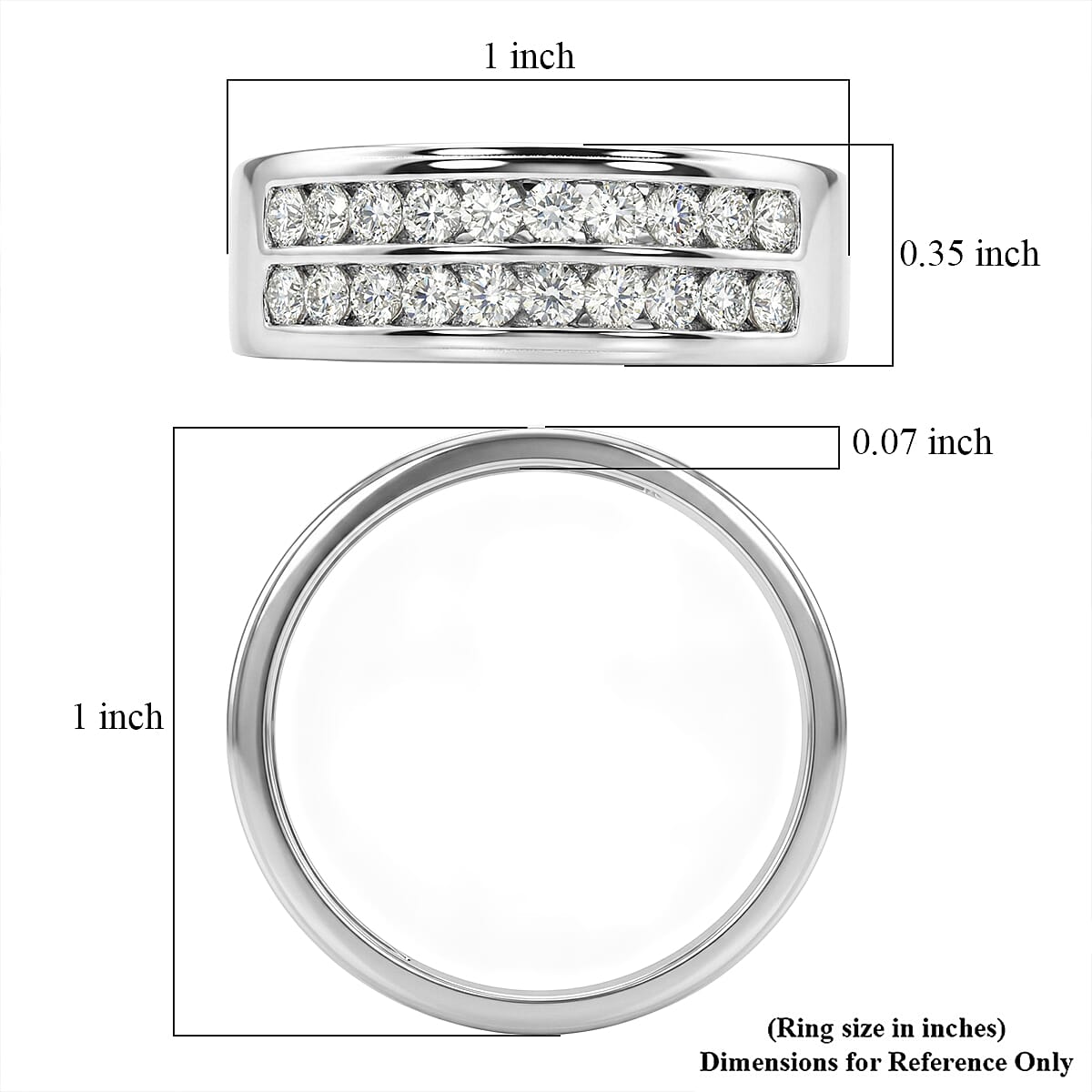 Luxuriant Lab Grown Diamond G-H SI 1.00 ctw Men's Ring in Rhodium Over Sterling Silver (Size 11.0) image number 5