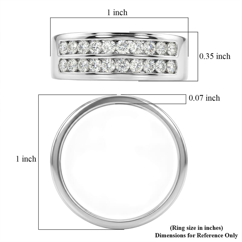 Luxuriant Lab Grown Diamond G-H SI 1.00 ctw Men's Ring in Rhodium Over Sterling Silver (Size 11.0)