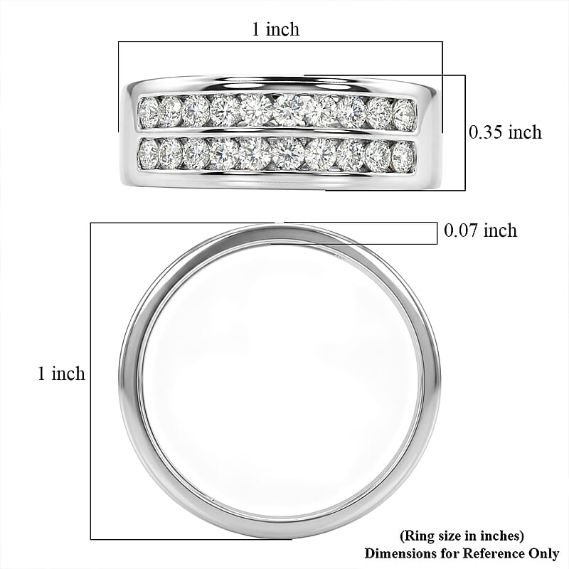 Luxuriant Lab Grown Diamond G-H SI 1.00 ctw Men's Ring in Rhodium Over Sterling Silver (Size 11.0)