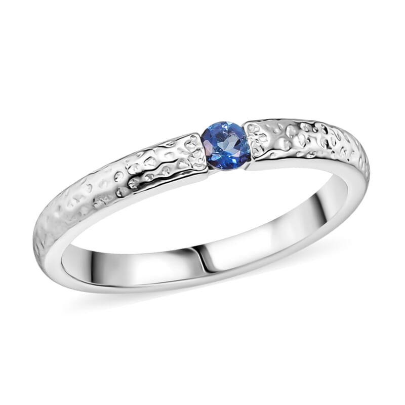 Odyssey Tanzanite Quartz 0.20 ctw Ring in Rhodium Over Sterling Silver (Size 7.0)