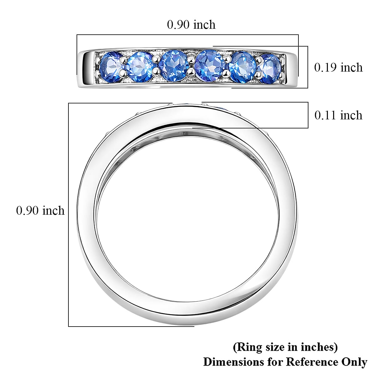 Odyssey Tanzanite Quartz 1.10 ctw Ring in Rhodium Over Sterling Silver (Size 8.0)