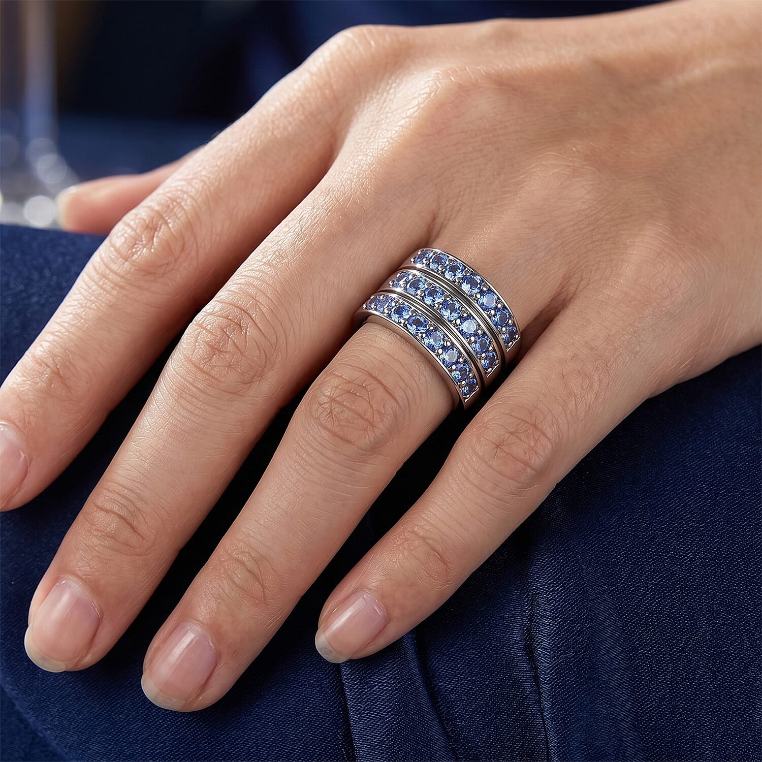 Odyssey Tanzanite Quartz Ring in Rhodium Over Sterling Silver (Size 6.0) 3.65 ctw
