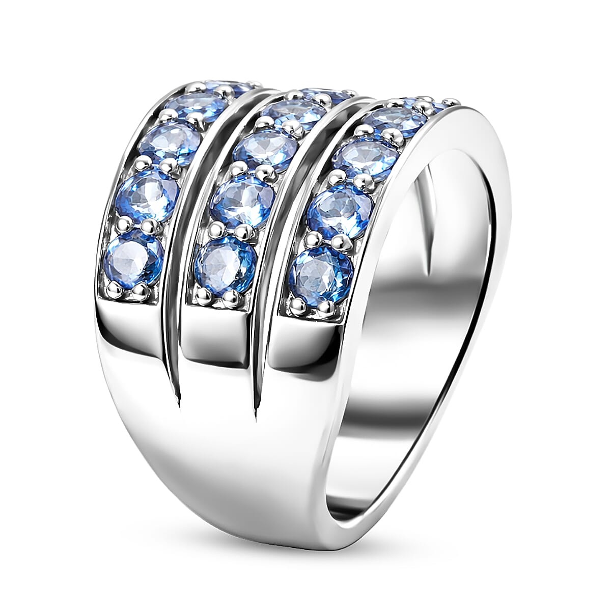 Odyssey Tanzanite Quartz Ring in Rhodium Over Sterling Silver (Size 6.0) 3.65 ctw