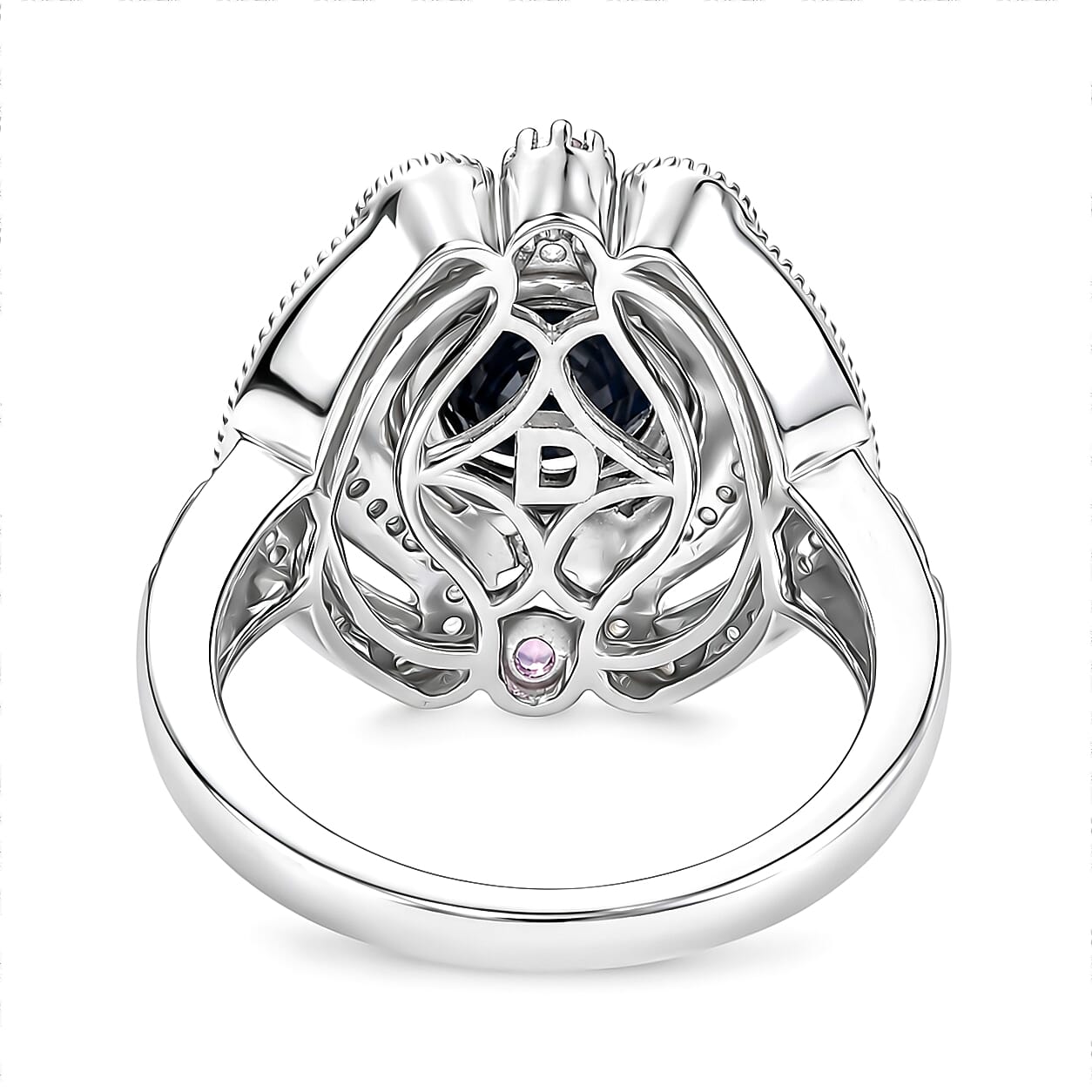 D'Joy Passport to Turkey Madagascar Blue Sapphire (DF) and Multi Gemstone 3.35 ctw Ring in Rhodium Over Sterling Silver (Size 6.0)