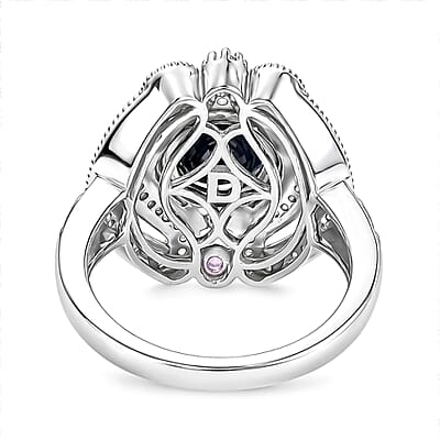 D'Joy Passport to Turkey Madagascar Blue Sapphire (DF) and Multi Gemstone 3.35 ctw Ring in Rhodium Over Sterling Silver (Size 6.0)