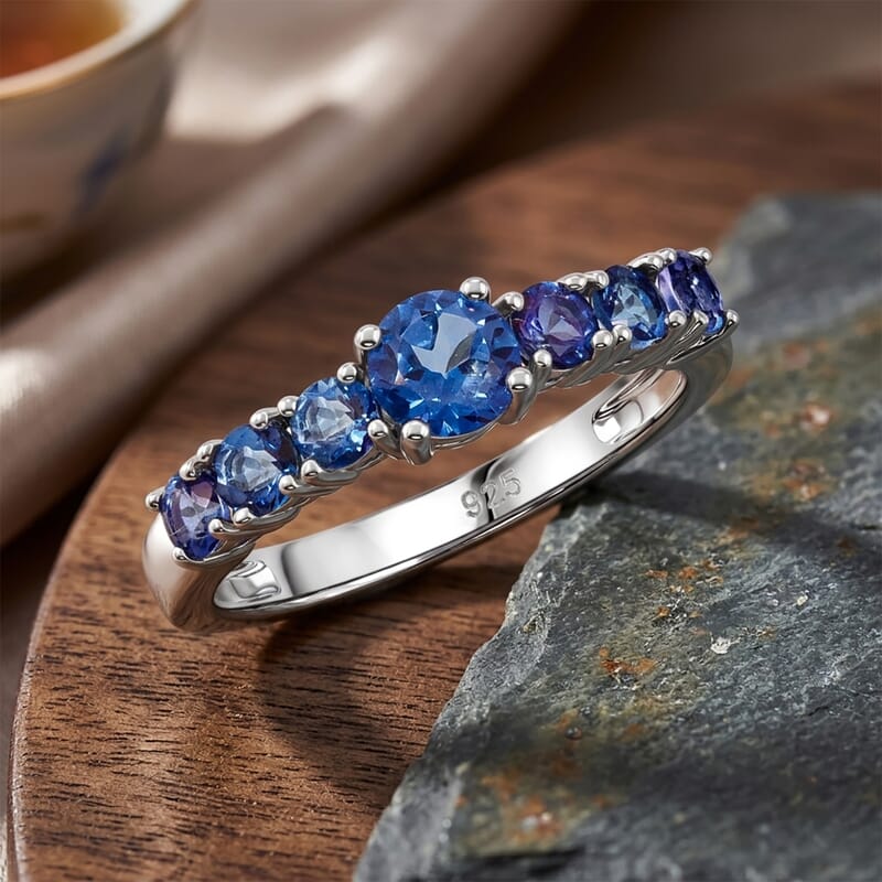 Odyssey Tanzanite Quartz 1.75 ctw Ring in Rhodium Over Sterling Silver (Size 6.0)