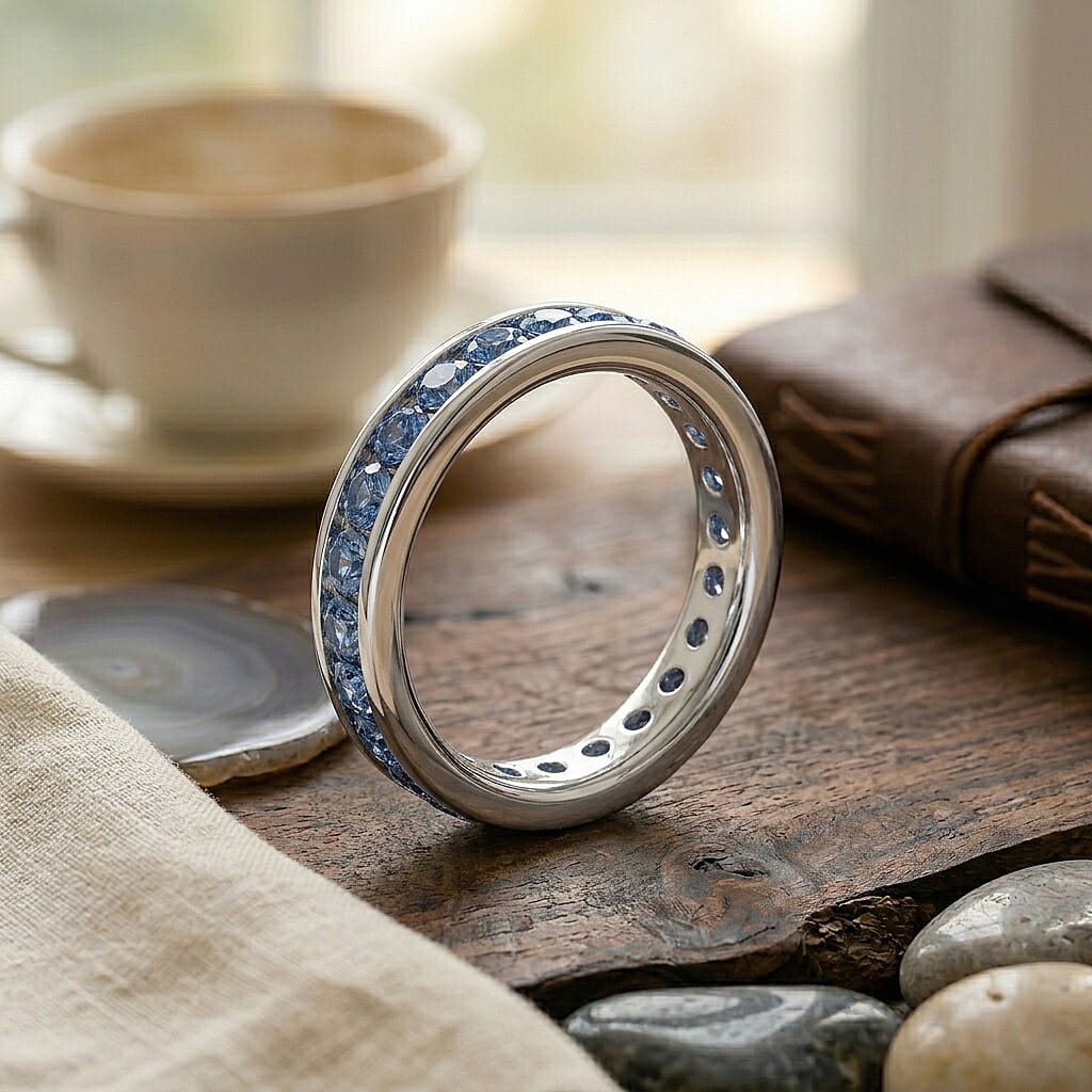 Odyssey Tanzanite Quartz 3.90 ctw Ring in Rhodium Over Sterling Silver (Size 6.0)