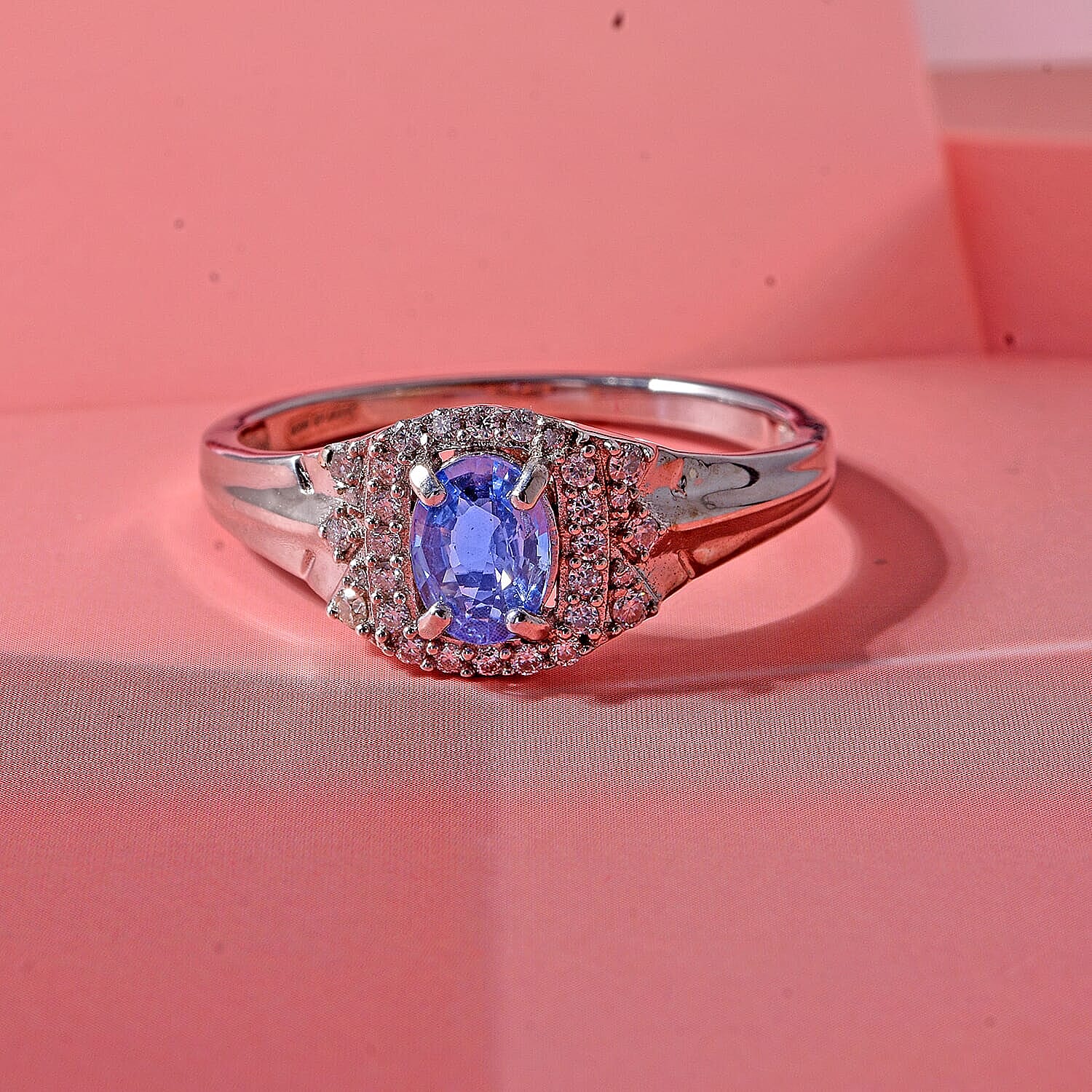 D'Joy Ceylon Blue Sapphire and Moissanite 1.25 ctw Men's Ring in Rhodium Over Sterling Silver (Size 10.0)