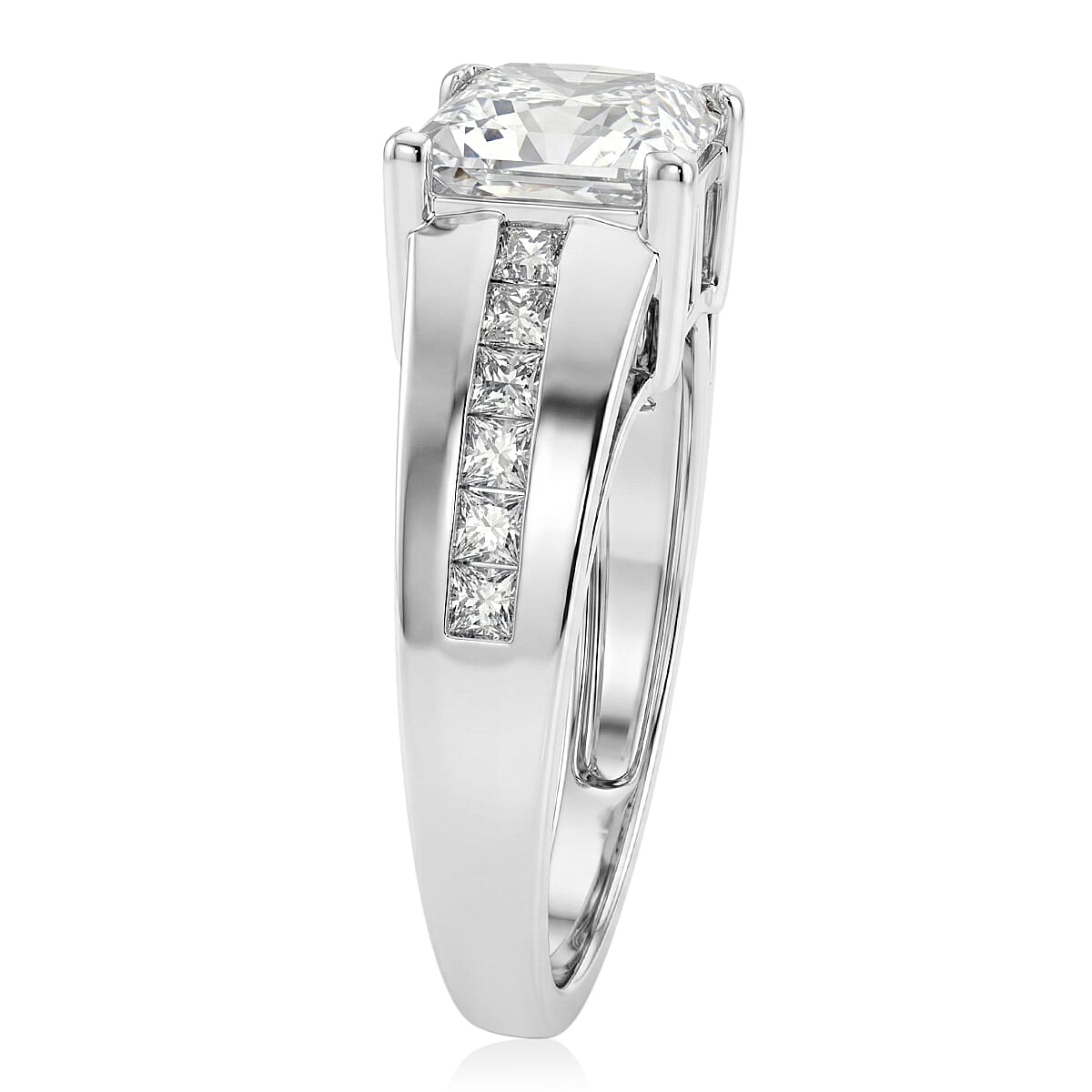 D'Joy Princess Cut Moissanite 3.50 ctw Men's Ring in Rhodium Over Sterling Silver (Size 10.0)