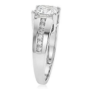 D'Joy Princess Cut Moissanite 3.50 ctw Men's Ring in Rhodium Over Sterling Silver (Size 10.0)