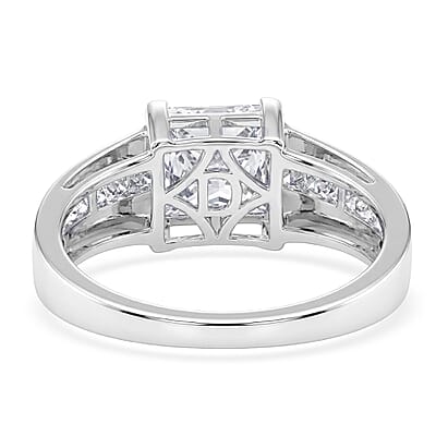 D'Joy Princess Cut Moissanite 3.50 ctw Men's Ring in Rhodium Over Sterling Silver (Size 10.0)