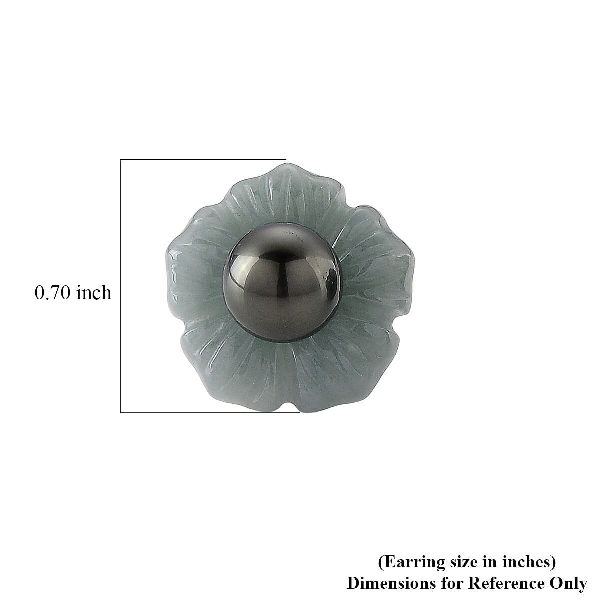 D'Joy Tahitian Pearl and Natural Olmec Jadeite 27.15 ctw Blooming Flower Earrings in Rhodium Over Sterling Silver image number 4
