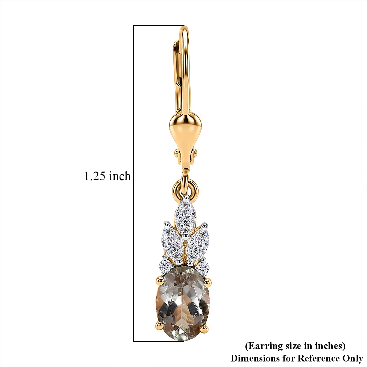 Certified & Appraised D'Joy Premium Turkizite,  Moissanite 2.40 ctw Earrings in 18K Vermeil Yellow Gold Over Sterling Silver image number 5